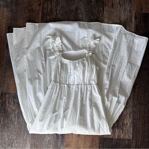 Abercrombie & Fitch White Ruffled Strap Maxi Dress with Bow Tie Open Back